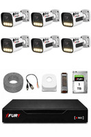Fury 6 Kameralı Güvenlik Kamera Seti Sesli 4 Warm LED Gece Renkli Görüş 1 TB HDD 5500s