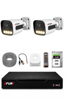 Fury 2 Kameralı Güvenlik Kamera Seti 4 Warm LED Gece Renkli Görüş 250GB HDD 5500