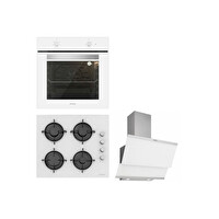 Silverline Beyaz Cam Ankastre Set (BO6501W01 - CS5349W01 - 3420 Classy)