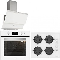 Silverline Beyaz Cam Ankastre Set (BO6502W02 - CS5343W01 - 3420 Classy 60)