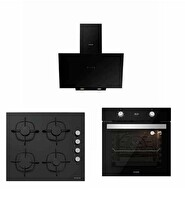 Silverline Siyah Cam Ankastre Set (3481 - CS5335b01 - BO6502B01)