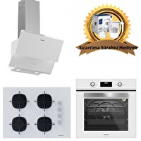 Silverline Beyaz Cam Ankastre Set (3490 Oslo - CS5665W01 - BO6504W01)