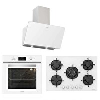 Silverline Beyaz Cam Ankastre Set (BO6502W02 - CS5365W01 - 3457 Soho 60)