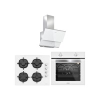Silverline Beyaz Cam Ankastre Set (3490 Oslo - CS5343W01 - BO65E1W01)