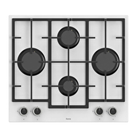 Ferre LN386 Döküm Izgaralı Önden Düğmeli Beyaz Cam Ankastre Ocak