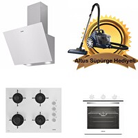 Altus Beyaz Cam Ankastre Set (570 W - 159 DW - 321 W) (Altus Süpürge Hediyeli)