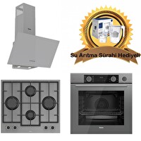 Ferre Fryart & SteamArt Gri Cam Ankastre Set (D088 - LN388 - XE64CPR) - Su Arıtma Sürahisi Hediyeli