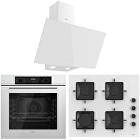 Ferre FlowArt 7 Programlı Dijital Turbo Beyaz Ankastre Set (QBL63CB - SS206 - D078)