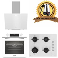 Altus Ala Beyaz Cam Ankastre Set (570 W - 159 DW 65 CM - 332 W Turbolu) - Kahve Makinesi Hediyeli