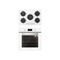 Silverline BO6502W02 - CS5365W01 Beyaz Cam 2'li Ankastre Set