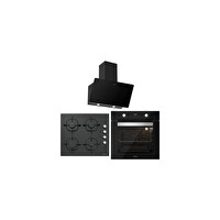 Silverline Siyah Cam Ankastre Set ( BO6502B02 - CS5335B01 - 3457 Soho 60 )