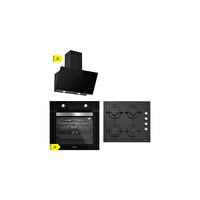 Silverline Siyah Cam Ankastre Set ( BO6501B01 - CS5335B01 - 3457 Soho 60 )