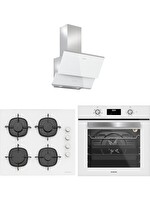 Silverline Beyaz Cam Ankastre Set ( CS5335W01 - BO6502W02 - 3490 Oslo )