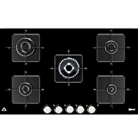 Ukinox Ares 90 XF 5 Gözlü Siyah Ankastre Cam Ocak