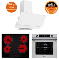 Eminçelik Ve AFM Tech Markalı Loft Elektrikli Vitroseramik Dijital Ankastre Set (VC640 - FM7701 - FM3301)