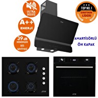Ferre Ve AFM Tech Markalı UPE Sessiz Turbo Siyah Dijital Ankastre Set (D080-SA - FM7700 - FM2200)