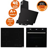 Ferre Ve AFM Tech Markalı Sessiz Duo Elektrikli Vitro Siyah Dijital Ankastre Set (D063-SA - V6-04 - FM7700)