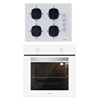 Silverline 2'li 65 CM Ocak Beyaz Cam Ankastre Set (BO6501W01 - CS5665W01)