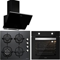 Silverline Siyah Cam Ankastre Set (BO6501B01 - CS5429B01 - 3490 Oslo)