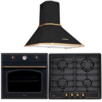 Çetintaş Evii Rustik Siyah Ankastre Set (RS 1237 - WL 848 EAT RS - RS 4615 R)