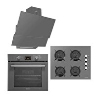 Luxell Opall Gri Cam Ankastre Set