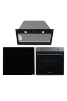 Alveus Nova 605 Siyah Elektrikli Gömme Aspiratörlü 3' ü Ankastre Set (F9 - Vitro - MFA605)