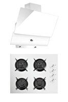 Luxell Beyaz Cam Ankastre Set (LX-40 TAHDF Cam Ocak+ DA6-830 Cam Davlumbaz)