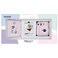 Fujifilm Instax Mini 12 Pembe Fotoğraf Makinesi - 10'lu Film ve PVC Albüm Bundle Box