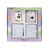 Fujifilm Instax Mini 12 Fotoğraf Makinesi - Askı - Pil - Çanta - 10'lu Film ve Albüm (Beyaz)