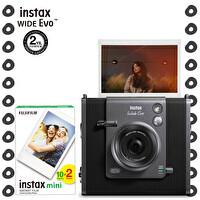 Fujifilm Instax Wide Evo Siyah Şipşak Anında Baskı Hybrid Fotoğraf Makinesi ve 20'li Film