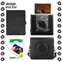 Instax Wide Evo Fotoğraf Makinesi 20'li Film - Albüm ve Deri Kılıflı Hediye Seti - FOTSI00229-S4-20-DA-DK