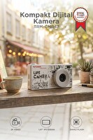 Torima CMR47 Life Dijital Kamera Selfie Video Vlog Kamerası Mini Fotoğraf Makinesi Gri