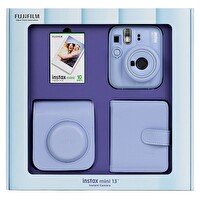 Fujifilm Instax Mini 13 Mavi Fotoğraf Makinesi 10'lu Film Kare Albüm ve Deri Kılıf Bundle Box