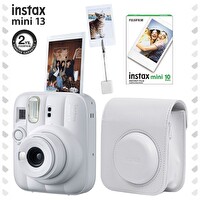 Fujifilm Instax Mini 13 Kil Beyazı Fotoğraf Makinesi Deri Çanta Kıskaç ve 10'lu Film Hediye Seti