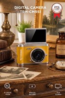 Torima CMR51 Mini Dijital Retro Kamera 48MP 8X Zoom Flip Ekranlı Selfie Video Vlog Kamerası Sarı