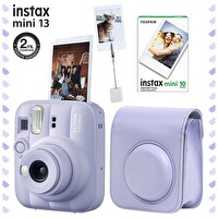 Fujifilm Instax Mini 13 Büyüleyici Mor Fotoğraf Makinesi Deri Çanta Kıskaç ve 10'lu Film Hediye Seti