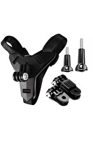 Fimtech 5 Parça Aksiyon Kamera Tutucu Jaw Mount Motor Kask Çene Tutma Aparatı Siyah