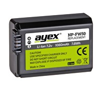 Ayex Sony A6500 A6300 A6000 A5000 A3000 Uyumlu NP-FW50 Batarya