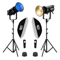 GDX EXC-180RGB-II RGB Led Video Işığı 2'li Full Set (60x90 Softbox - 260 CM Kalın Işık Ayağı)
