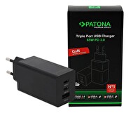 Patona 2640 Premium GaN PD65W Adaptör 2xUSB-C 1xUSB-A PD3.0 QC3.0