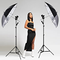 Godox UB-002 40" 101 CM Gümüş Şemsiye Çift Duylu İkili Set Bundle