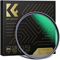 K&F Concept 82mm Black Mist 1/4 Nano-X Serisi Ultra Şeffaf Anti-Reflekte Filtre