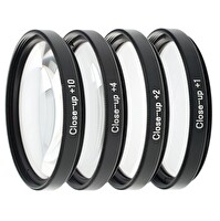 Ayex 77 MM Close-Up (+1, +2, +4, +10) Optik Cam Metal Çerçeve Taşıma Çantalı 4'lü Lens Filtresi