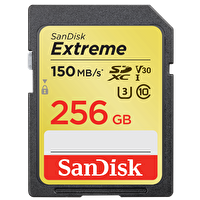 Sandisk SDSDXV5-256G-GNCIN Extreme 256 GB SDXC Card 150 Mb/s V30 Uhs-I U3 Hafıza Kartı