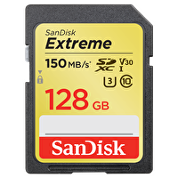 Sandisk Extreme SDSDXV5-128G-GNCIN 128gb 128 GB 150 MB/s V30 UHS-I U3 SDXC Hafıza Kartı