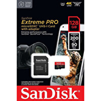 Sandisk Extreme Pro SDSQXCD-128G-GN6MA 128 G 200 - 90 MB/s MicroSDXC UHS-I A2 V30 Adaptörlü Hafıza Kartı