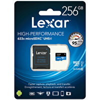 Lexar 633X 256 GB 100 MB/s SD Adaptörlü MicroSDXC Hafıza Kartı