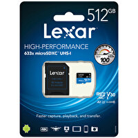 Lexar 633X 512 GB 100MB/s SD Adaptörlü MicroSDXC Hafıza Kartı