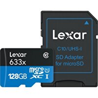 Lexar 633X 128 GB 100MB/s SD Adaptörlü MicroSDXC Hafıza Kartı