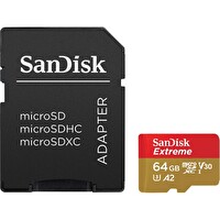 Sandisk Extreme SDSQXA2-064G-GN6MA microSDXC 64 GB 160/60 MB/s A2 C10 V30 UHS-I Hafıza Kartı